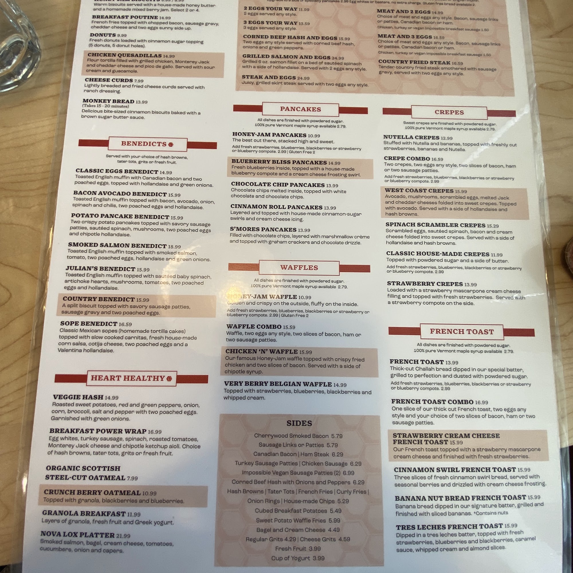 Honey Jam Cafe Munster Menu