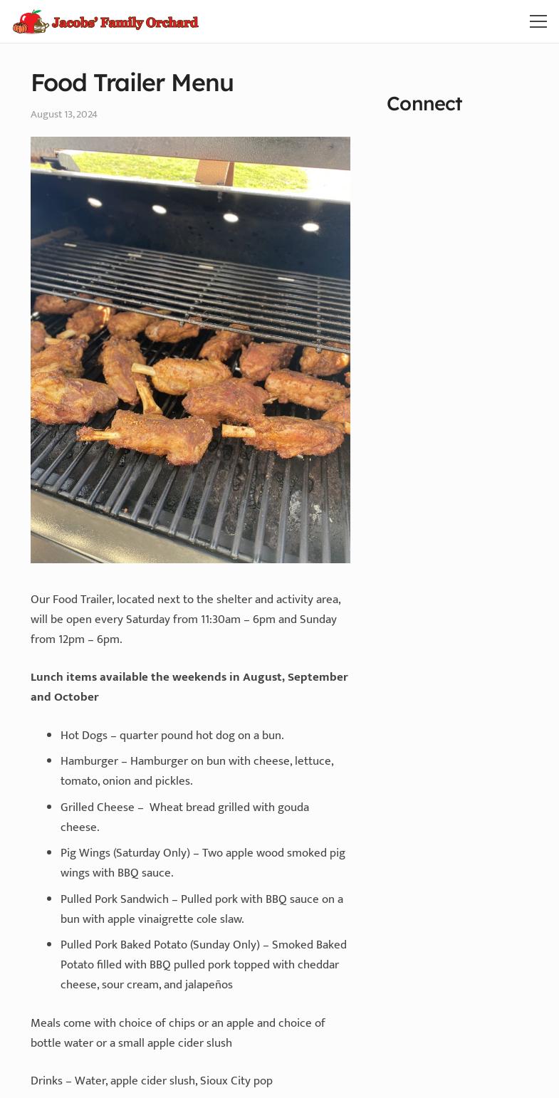 Jacobs' Family Orchard Menu