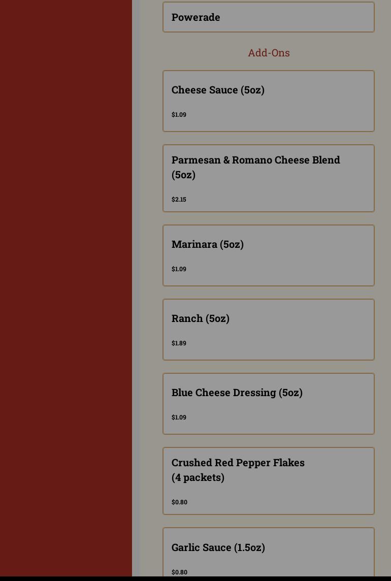Keyhole Pizzeria Menu