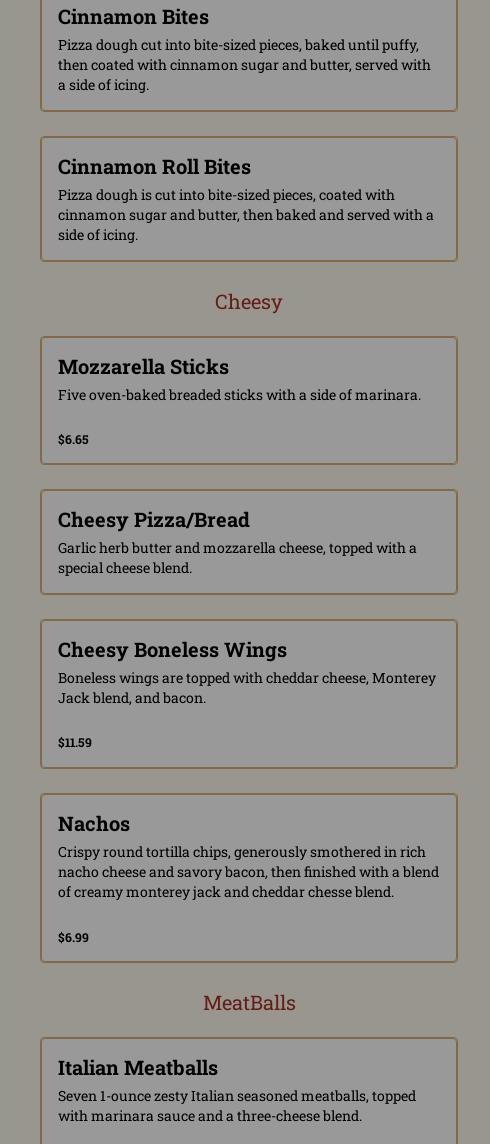 Keyhole Pizzeria Menu