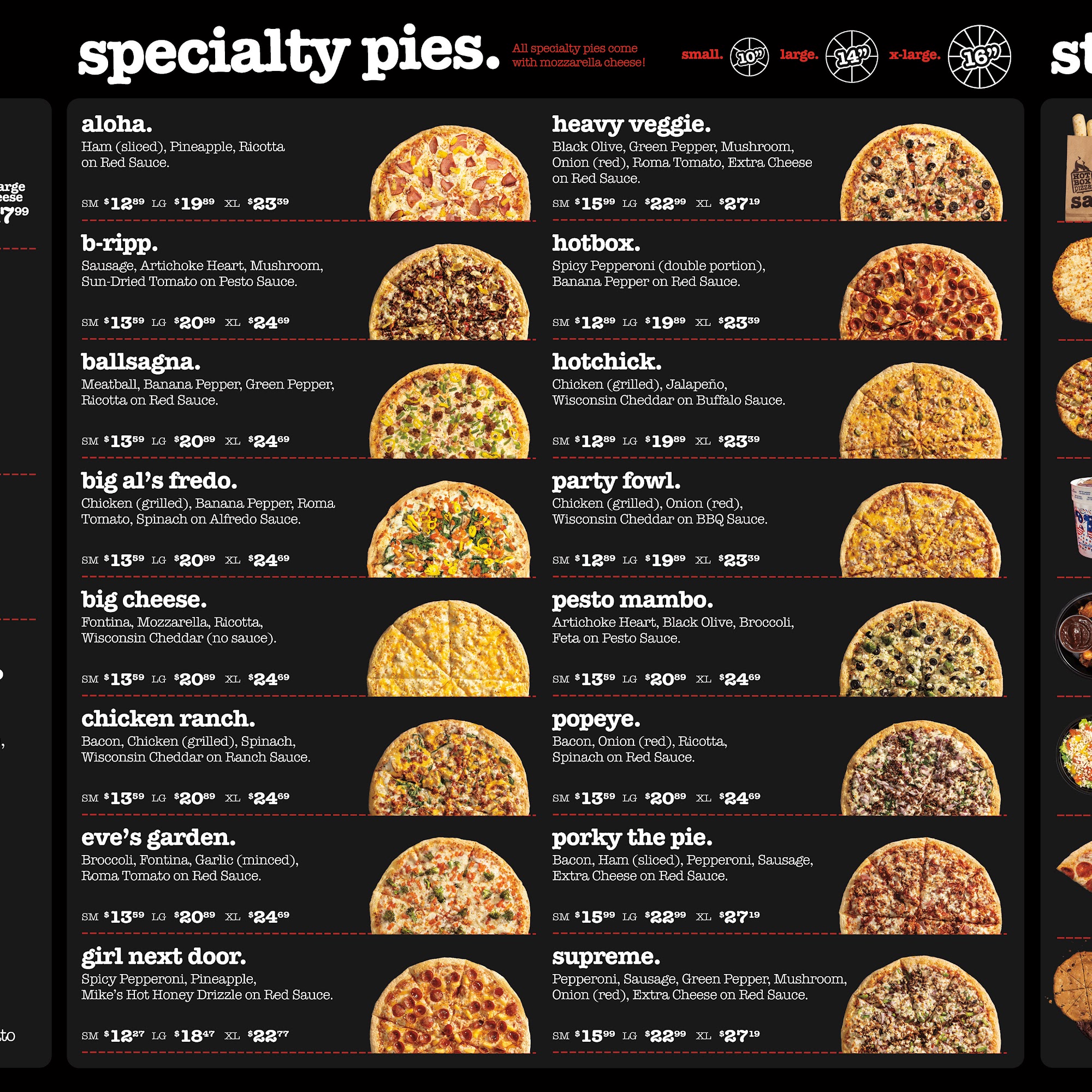 HotBox Pizza Menu