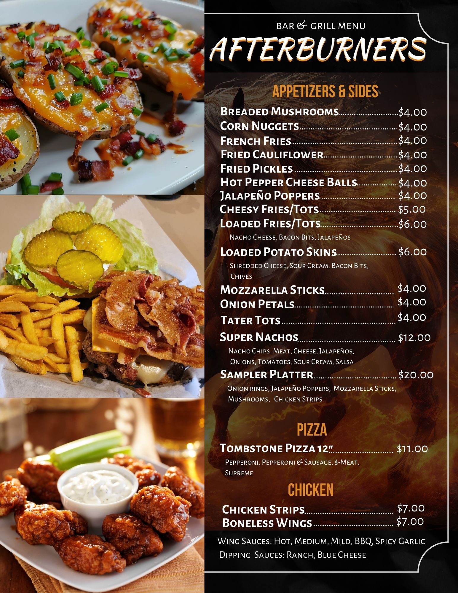 Afterburners Bar & Grill Menu