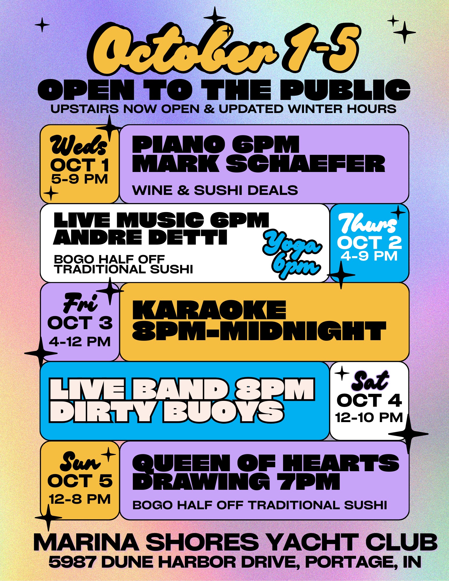 Marina Shores Yacht Club (Open Year Round to the Public) Portage