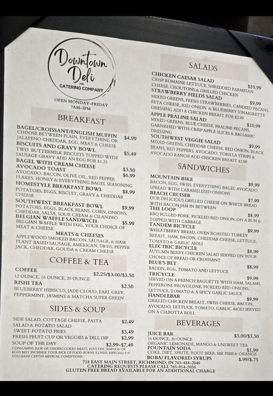 Downtown Deli & Catering Co. Menu