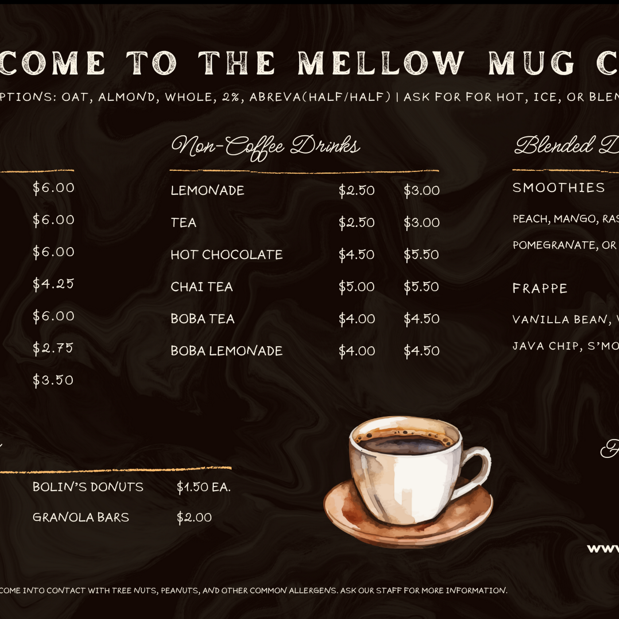Mellow Mug Cafe Menu