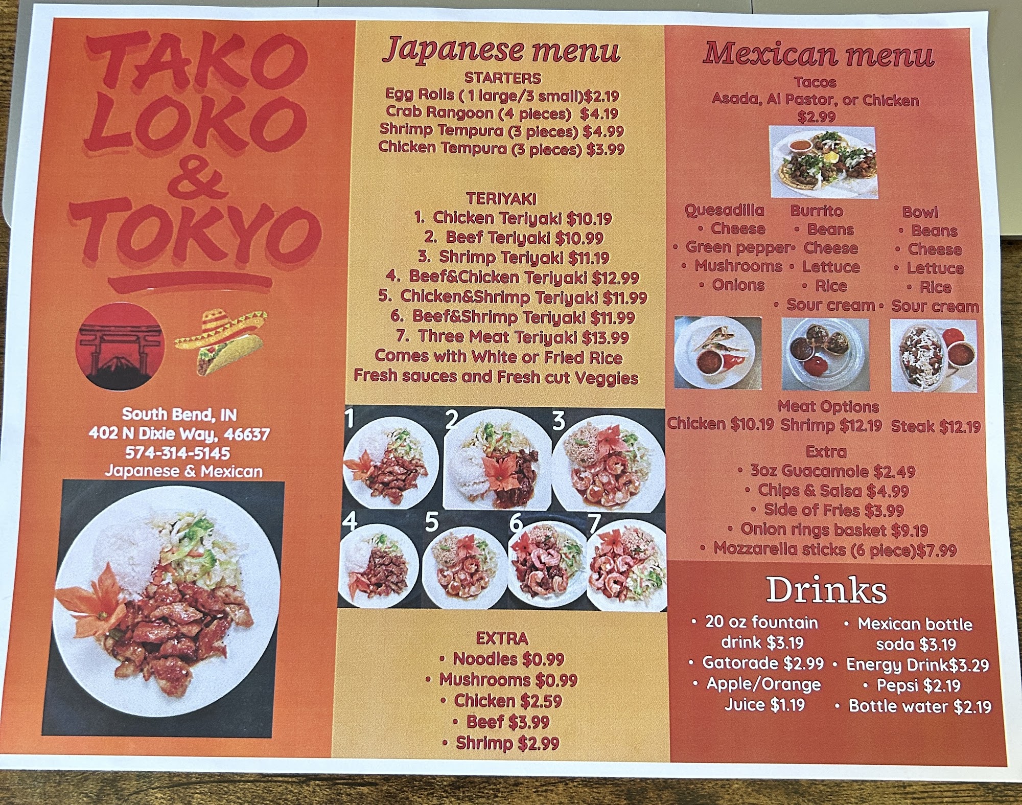 Tako Loko & Tokyo Menu