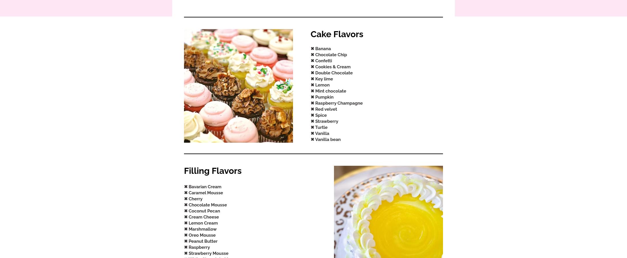 KupKates Custom Cakes Menu