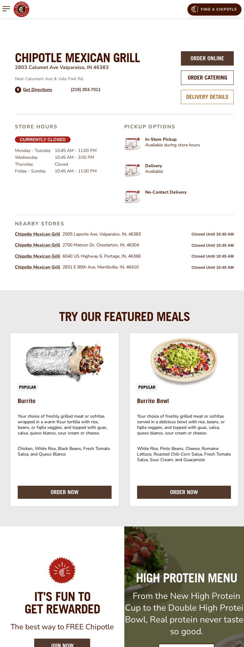 Chipotle Mexican Grill Menu