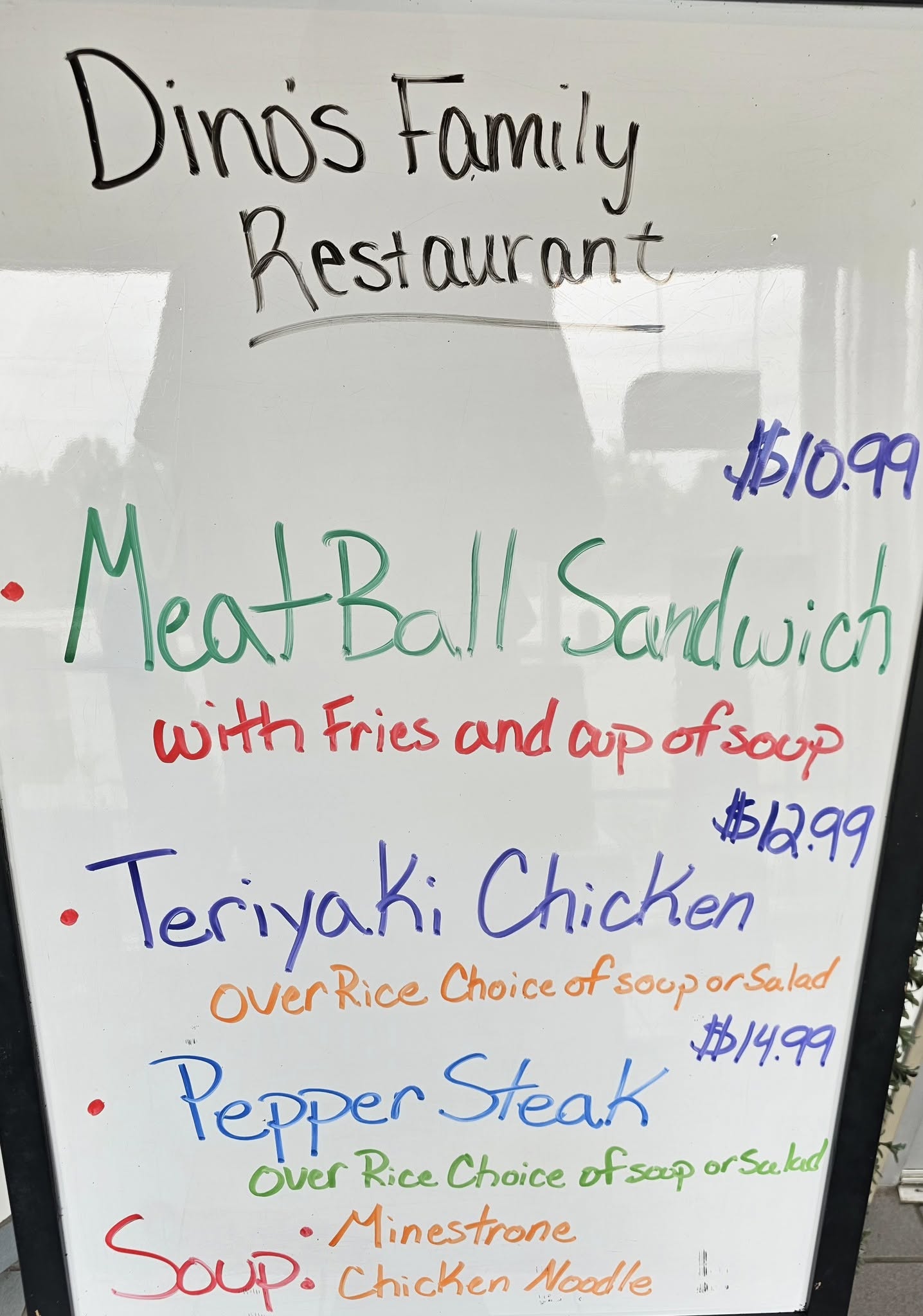Dino's Family Restaurant Menu