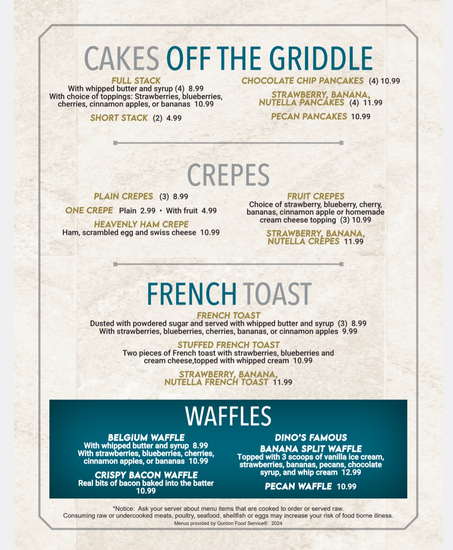 Dino's Family Restaurant Menu