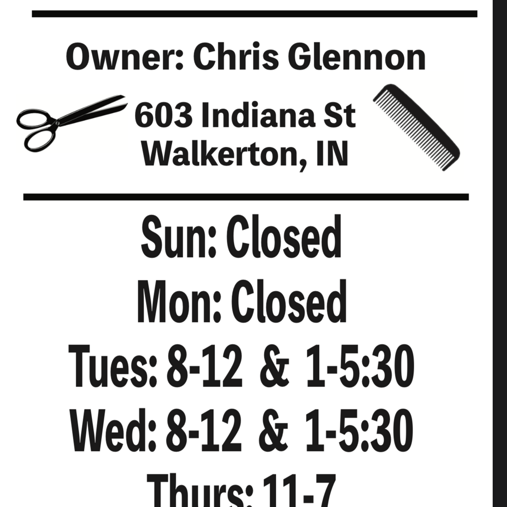 The Rusty Razor Barbershop 603 Indiana St, Walkerton Indiana 46574