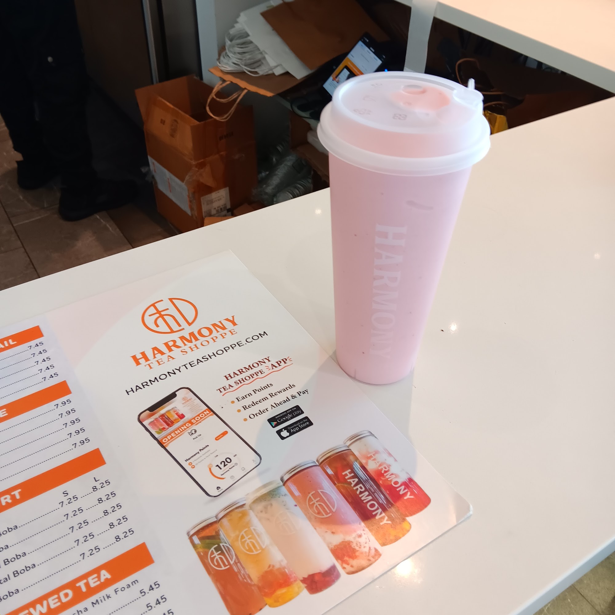 harmony tea shoppe Menu