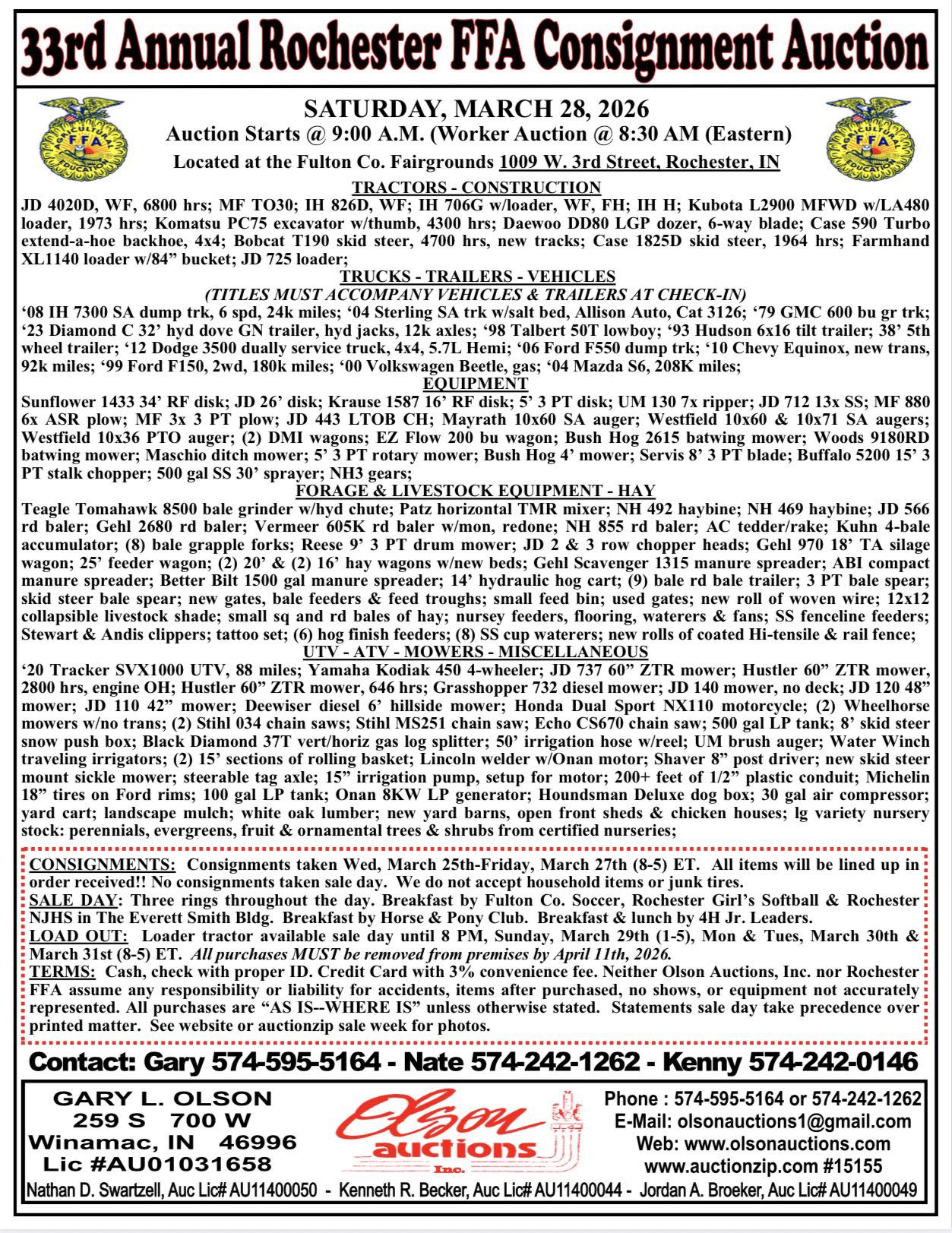 Olson Auctions Inc New parking lot Winamac