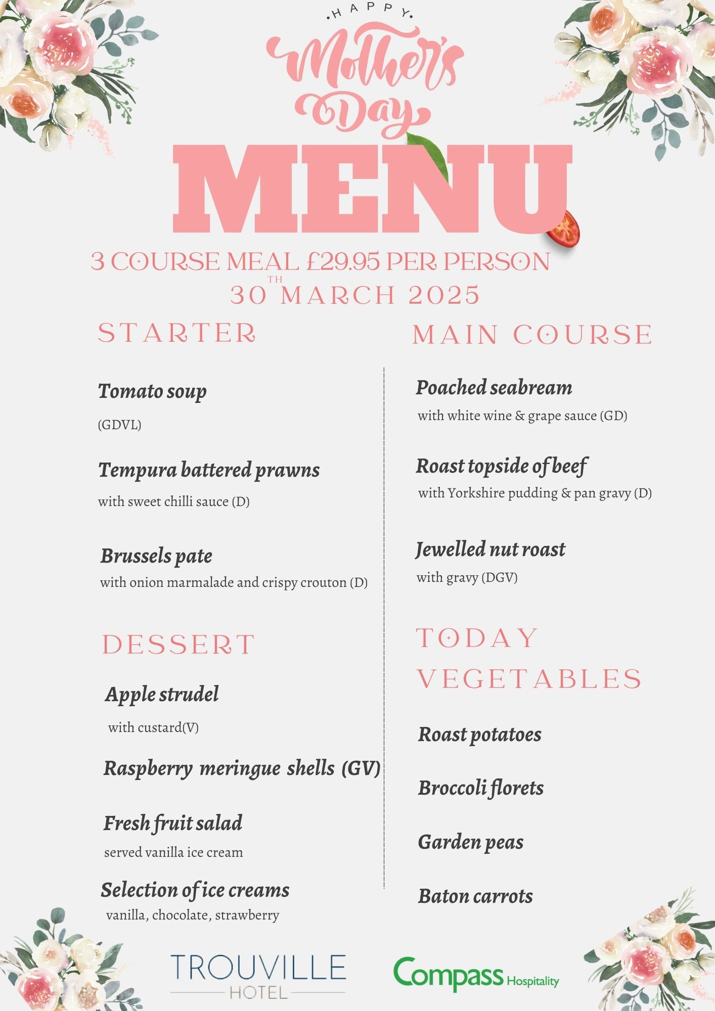 Trouville Hotel Menu