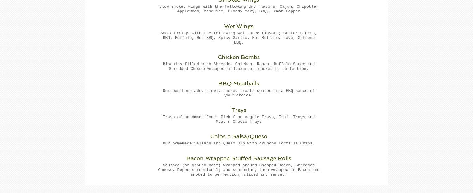 Smokin G's Catering Menu
