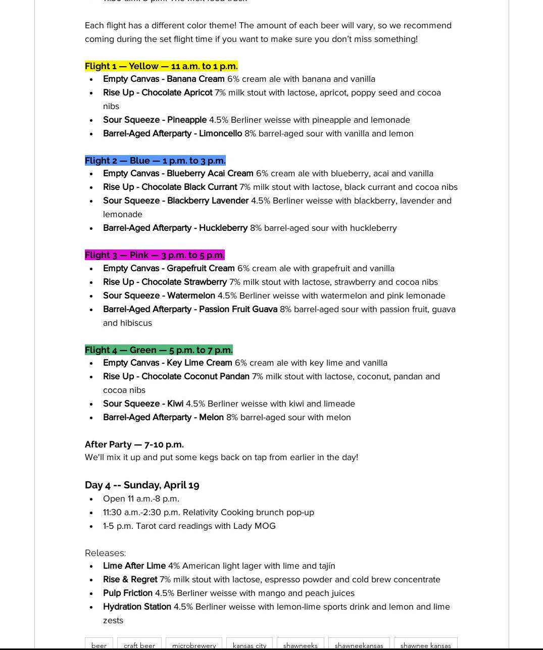 Servaes Brewing Co. - Riverfront Menu