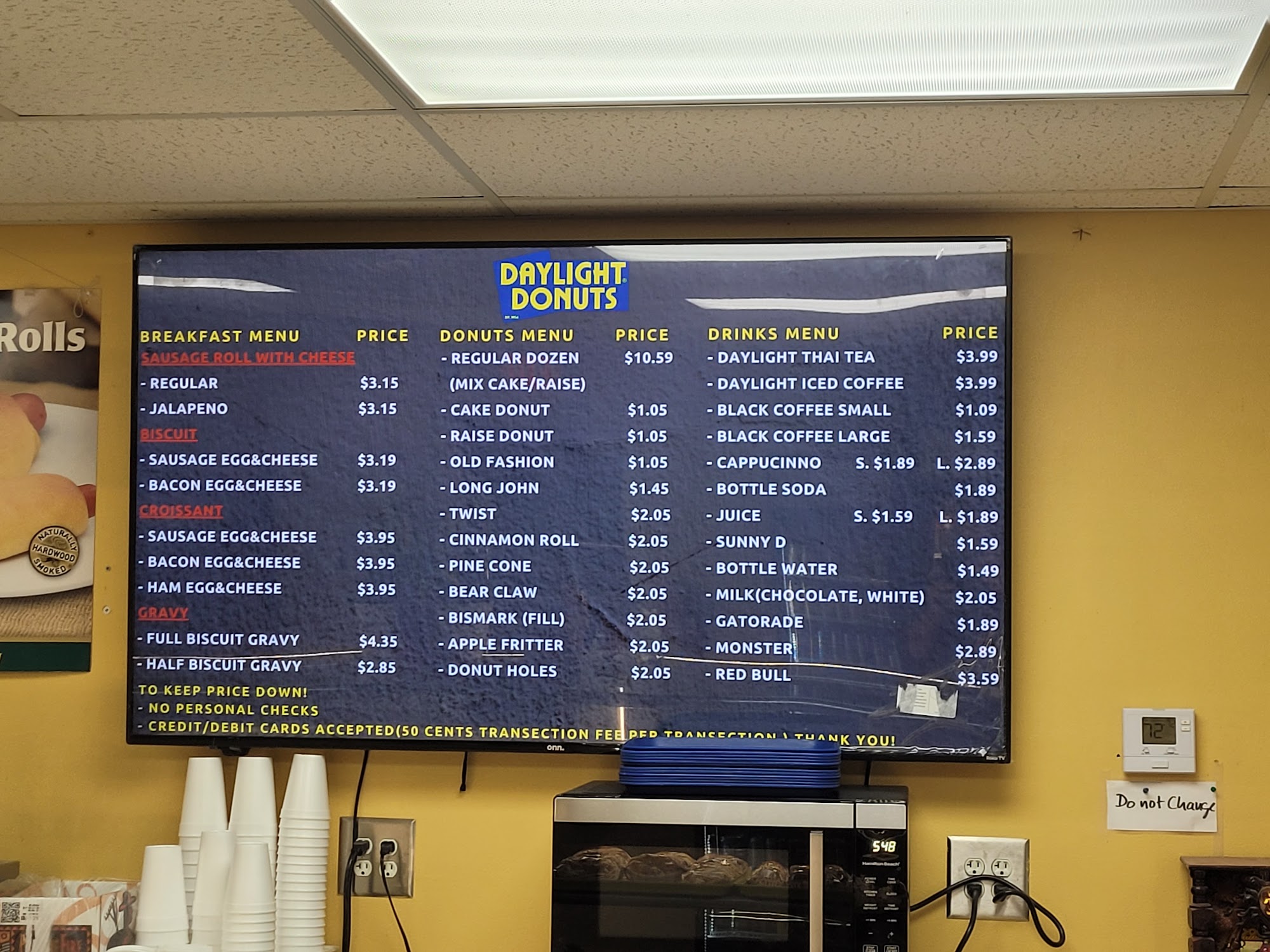 Daylight Donuts Menu
