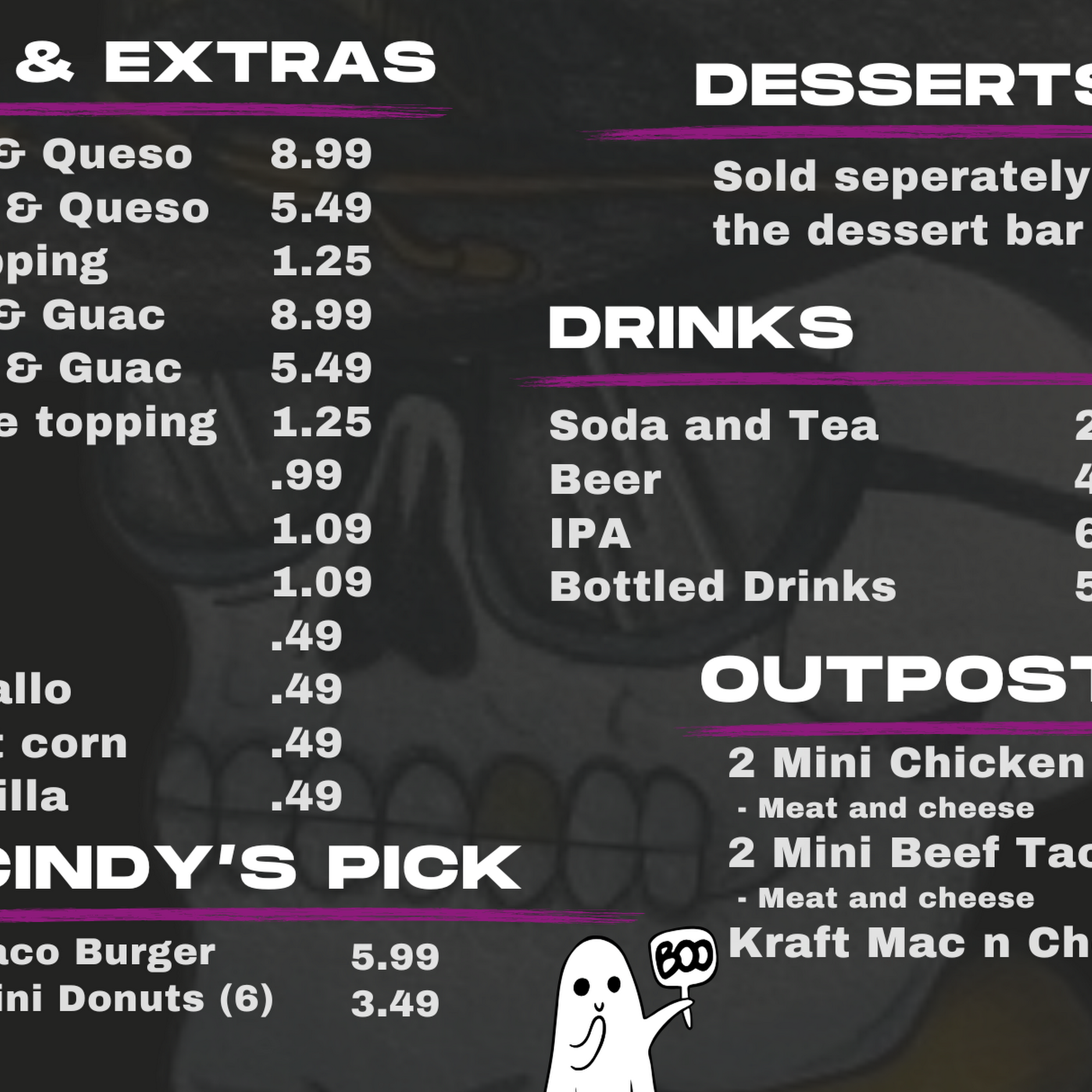 Outpost 13 West Menu