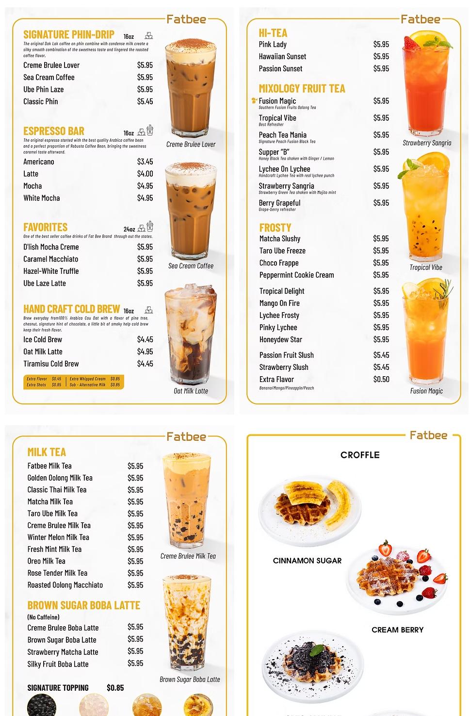 Fat Bee Drinks Menu