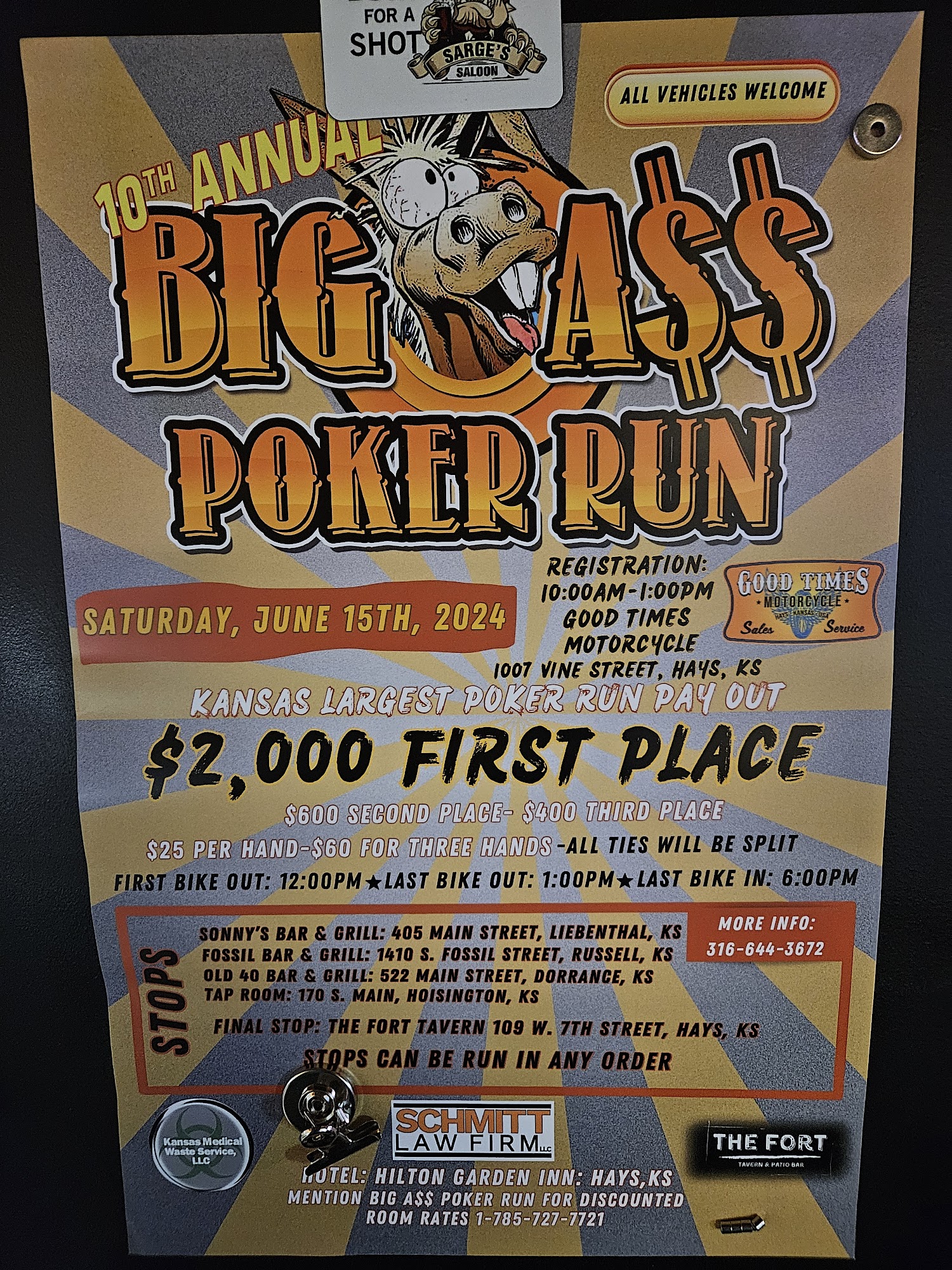 Sarge’s Saloon Menu