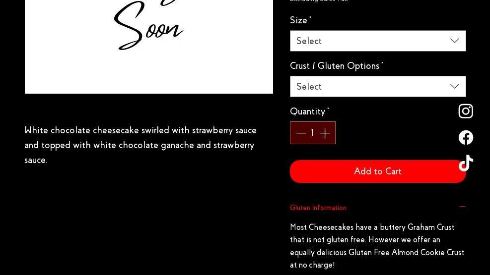 Freaking Delicious Cheesecake Co. Menu