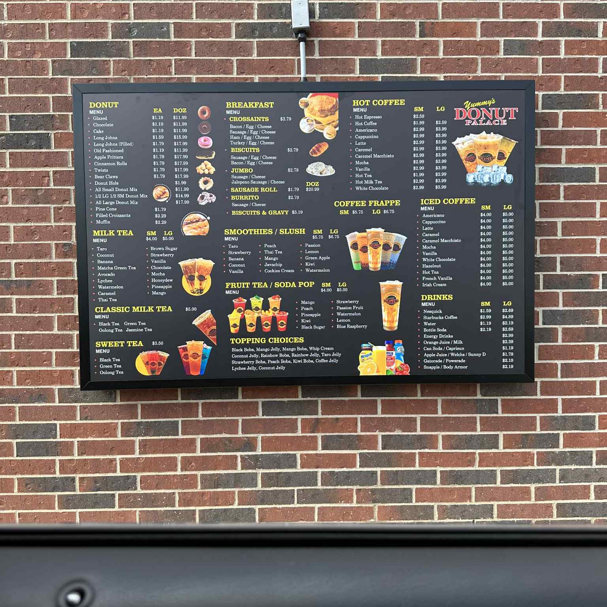 Yummy’s Donut Palace Menu