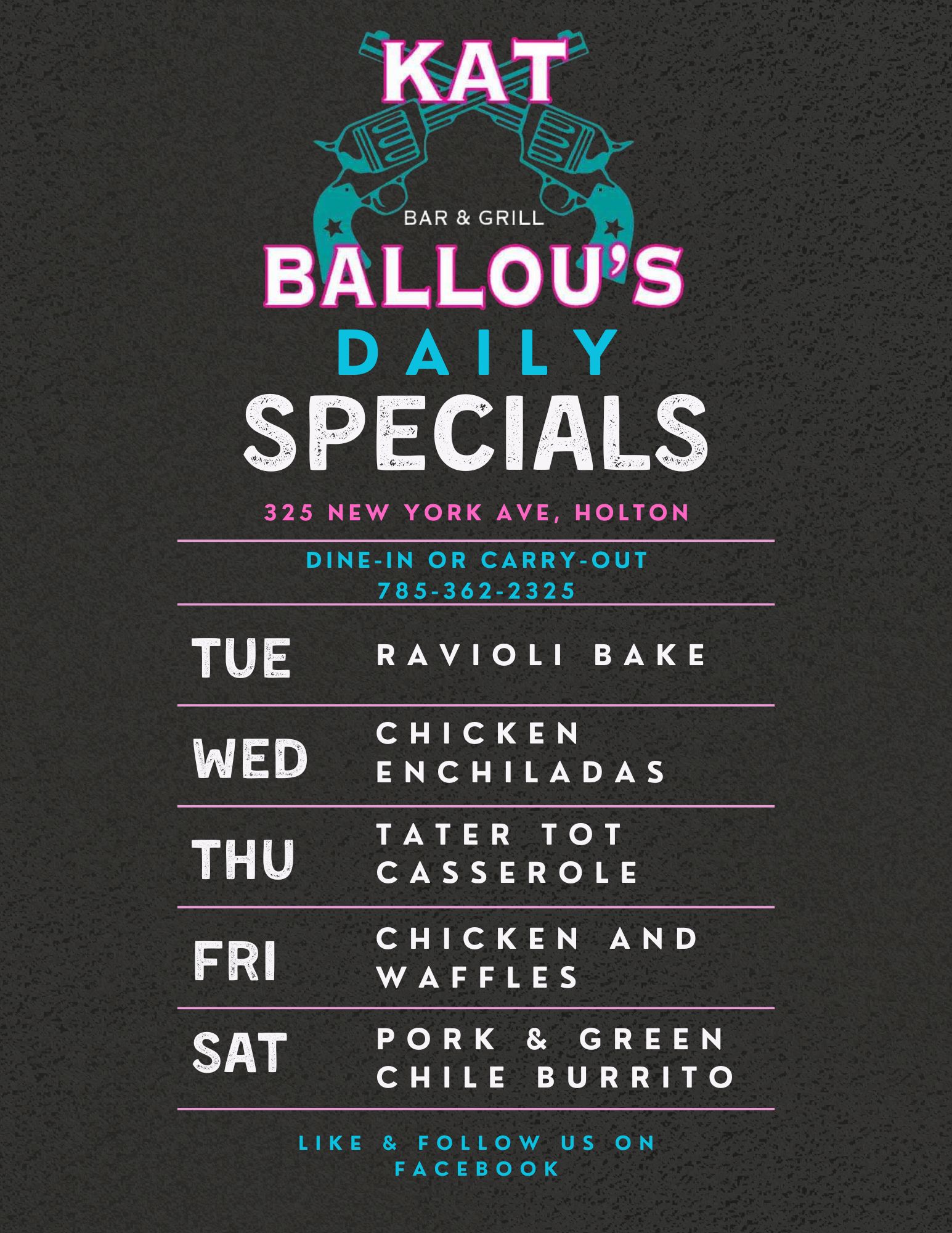 Kat Ballou's Bar and Grill Menu