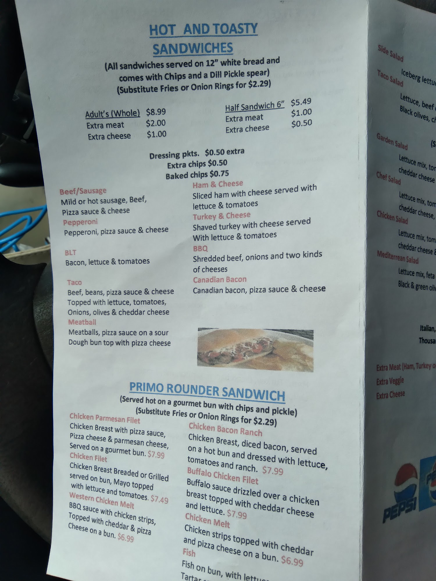 The Pizza Bakery Menu