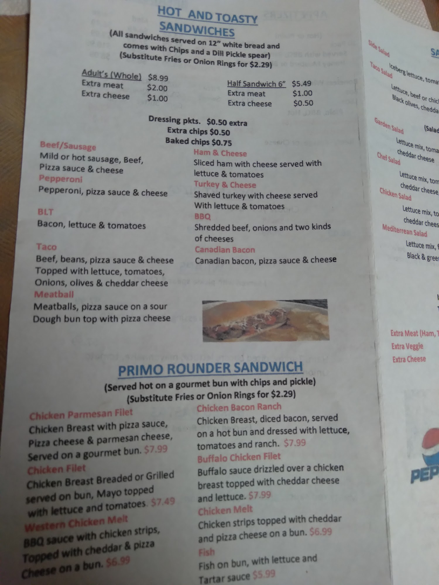 The Pizza Bakery Menu