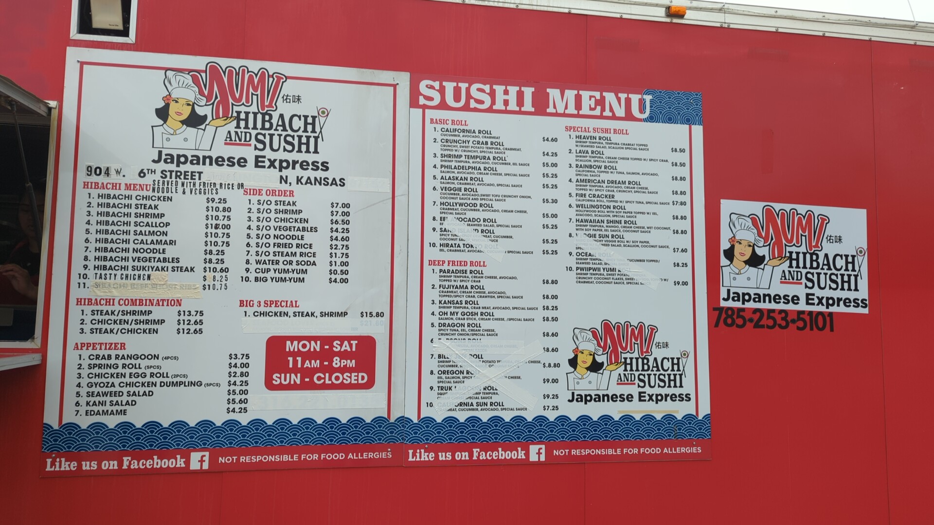 Yumi Hibachi and Sushi Menu