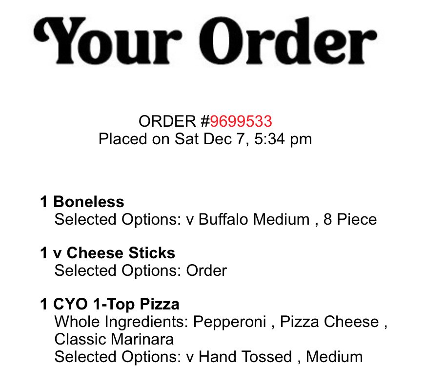 Pizza Hut Menu