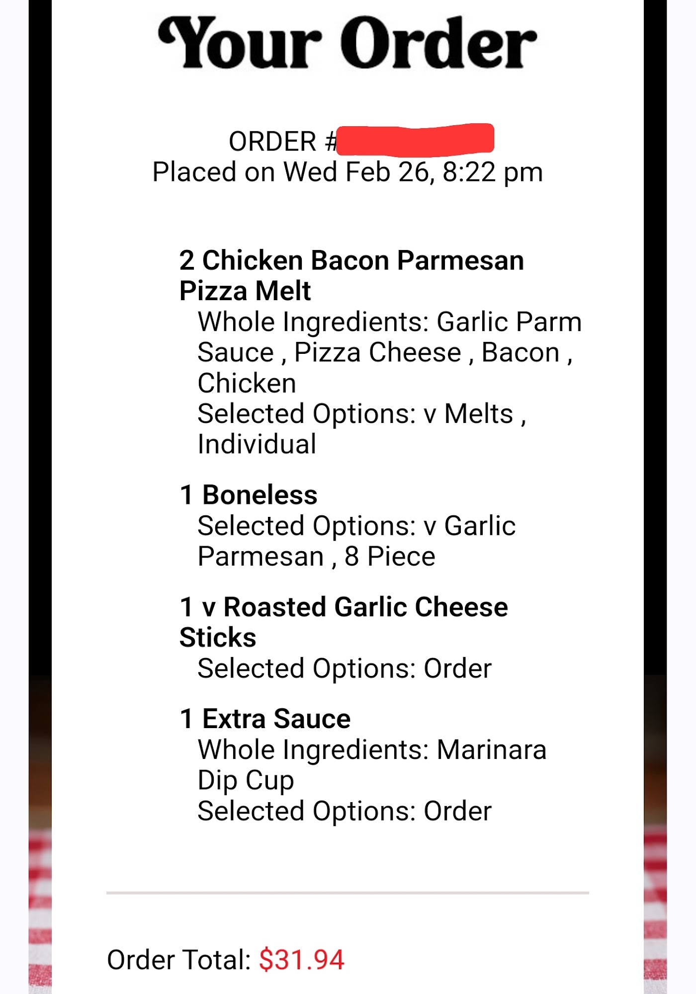 Pizza Hut Menu
