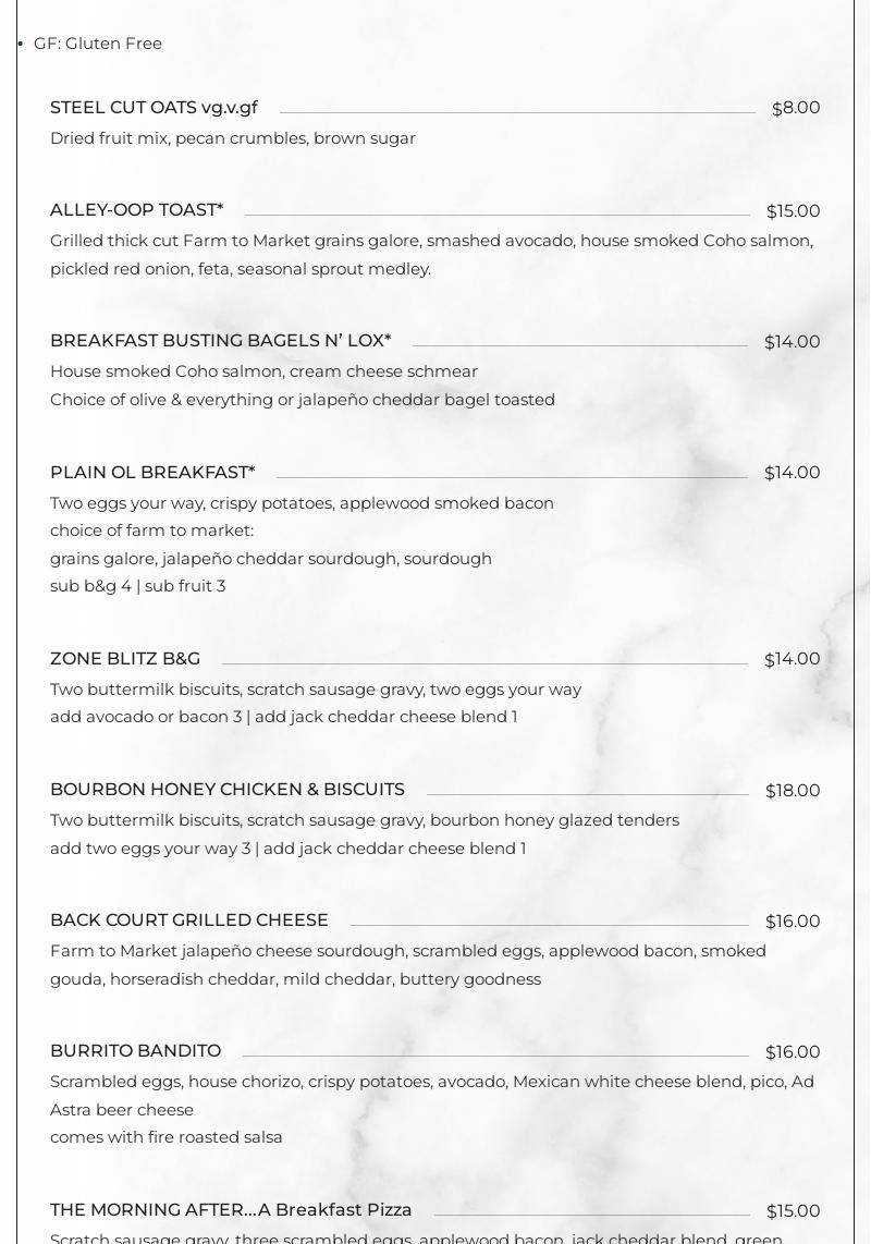 Terrace on Fifth Menu