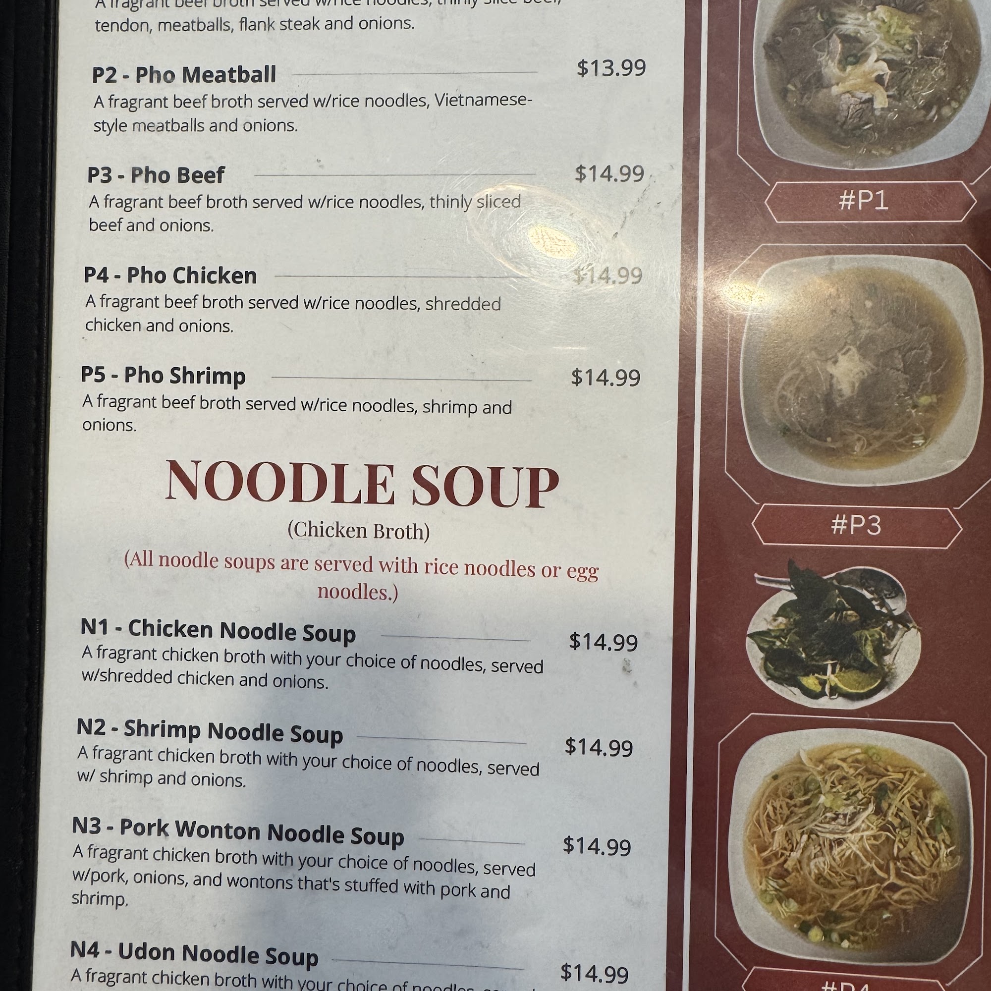 Pho Viêt Menu