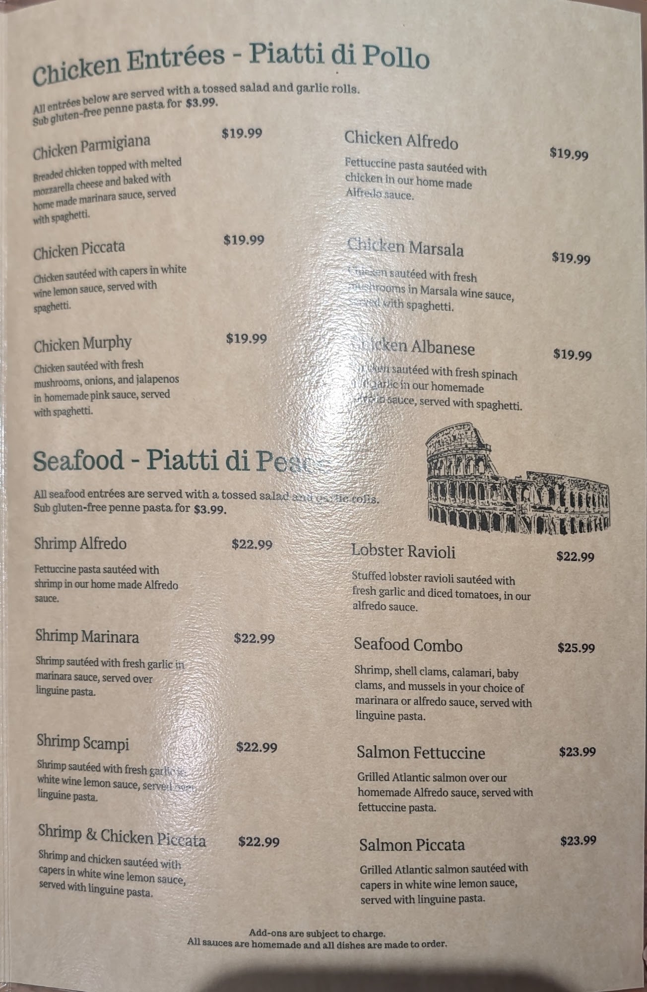 Bella's Olathe Menu