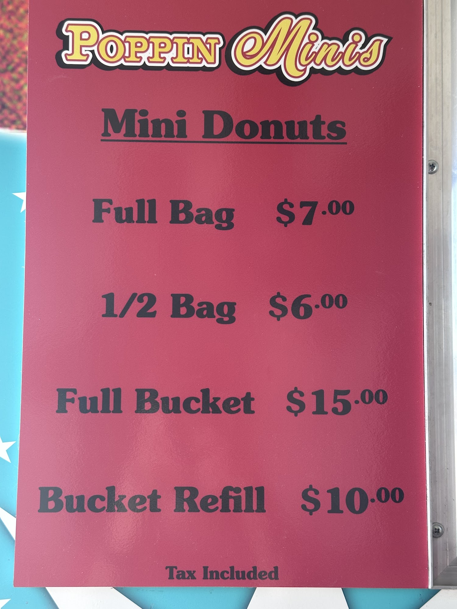 Poppin Minis Donuts Menu