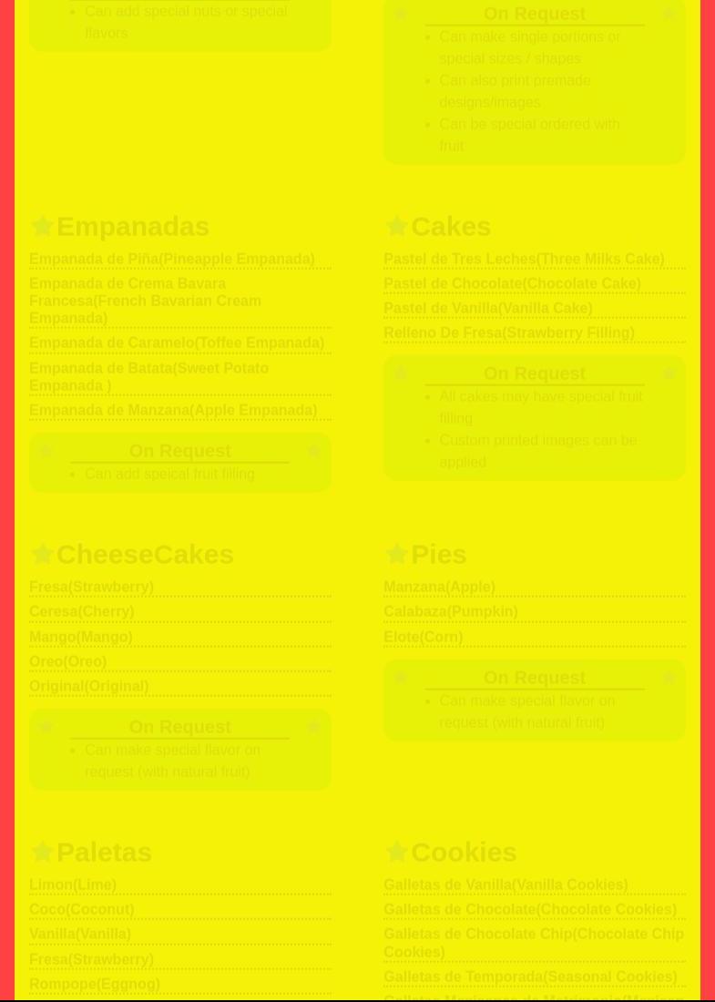 Conchis Cuisine Menu