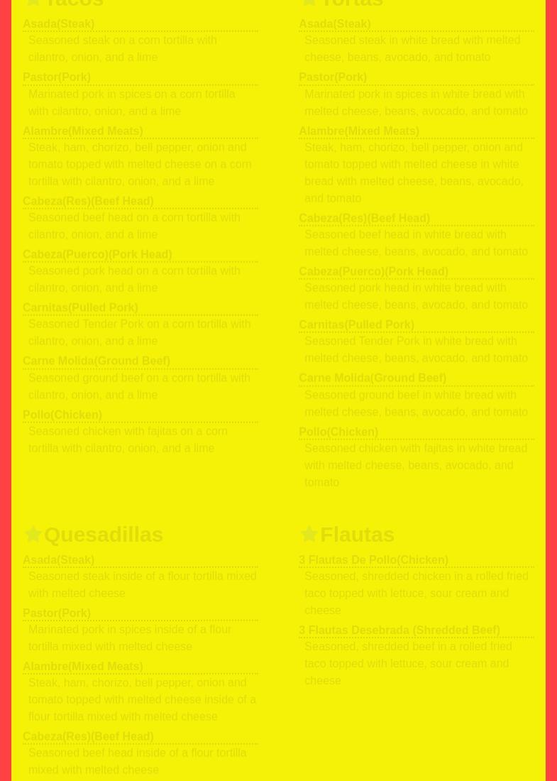 Conchis Cuisine Menu