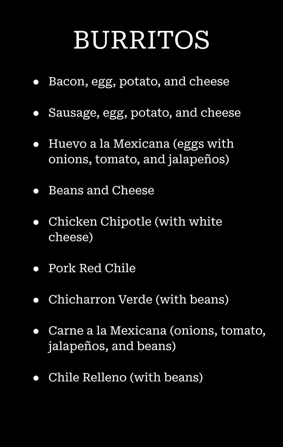 Daylight Donuts Menu