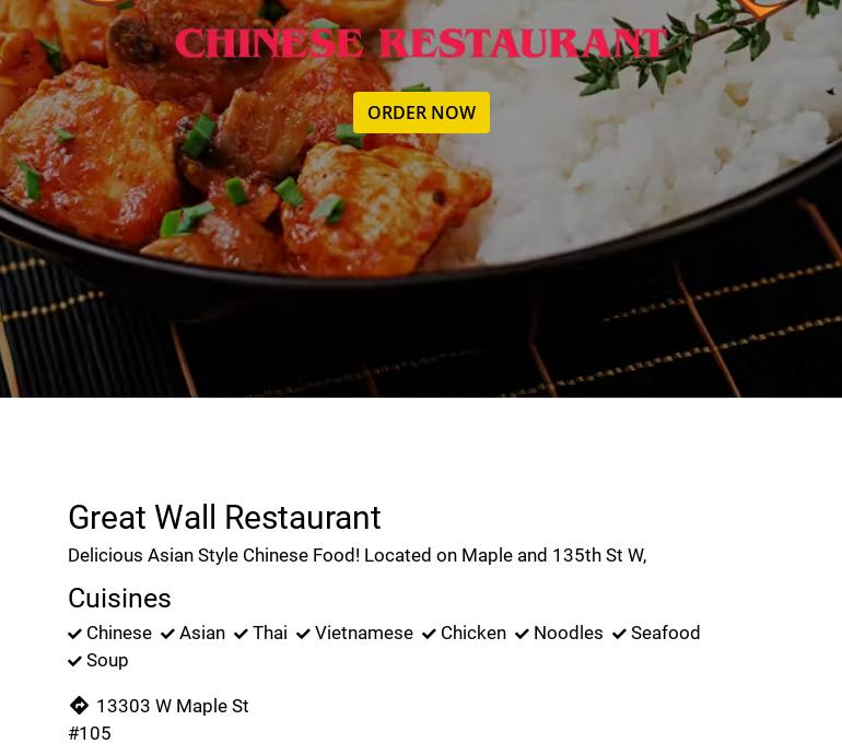 Great Wall Restaurant Menu