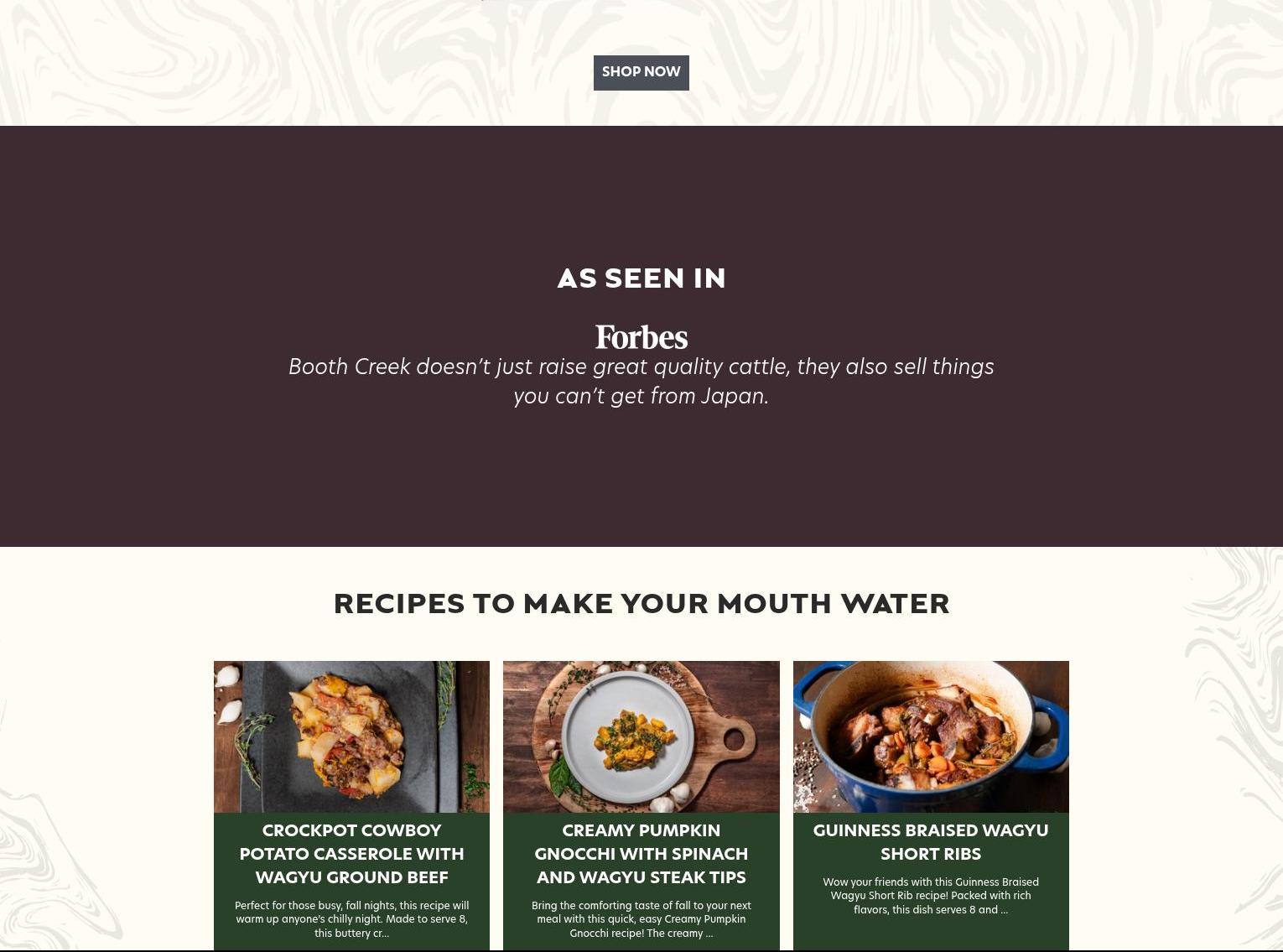 Booth Creek Wagyu & Seafood Shop Menu