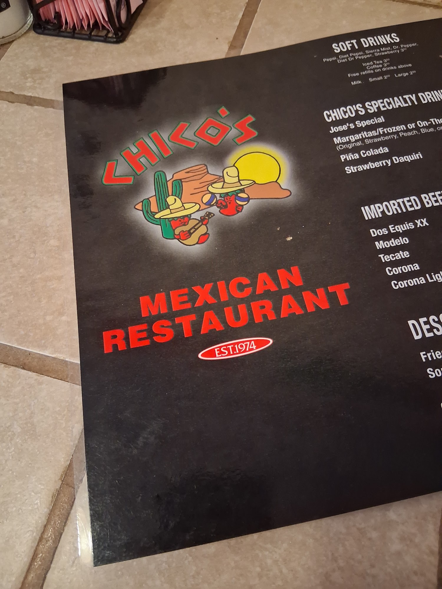 Chico's Restaurant Menu