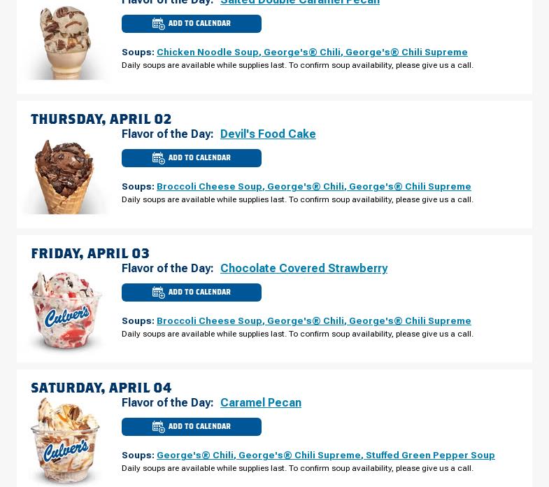 Culver’s Menu