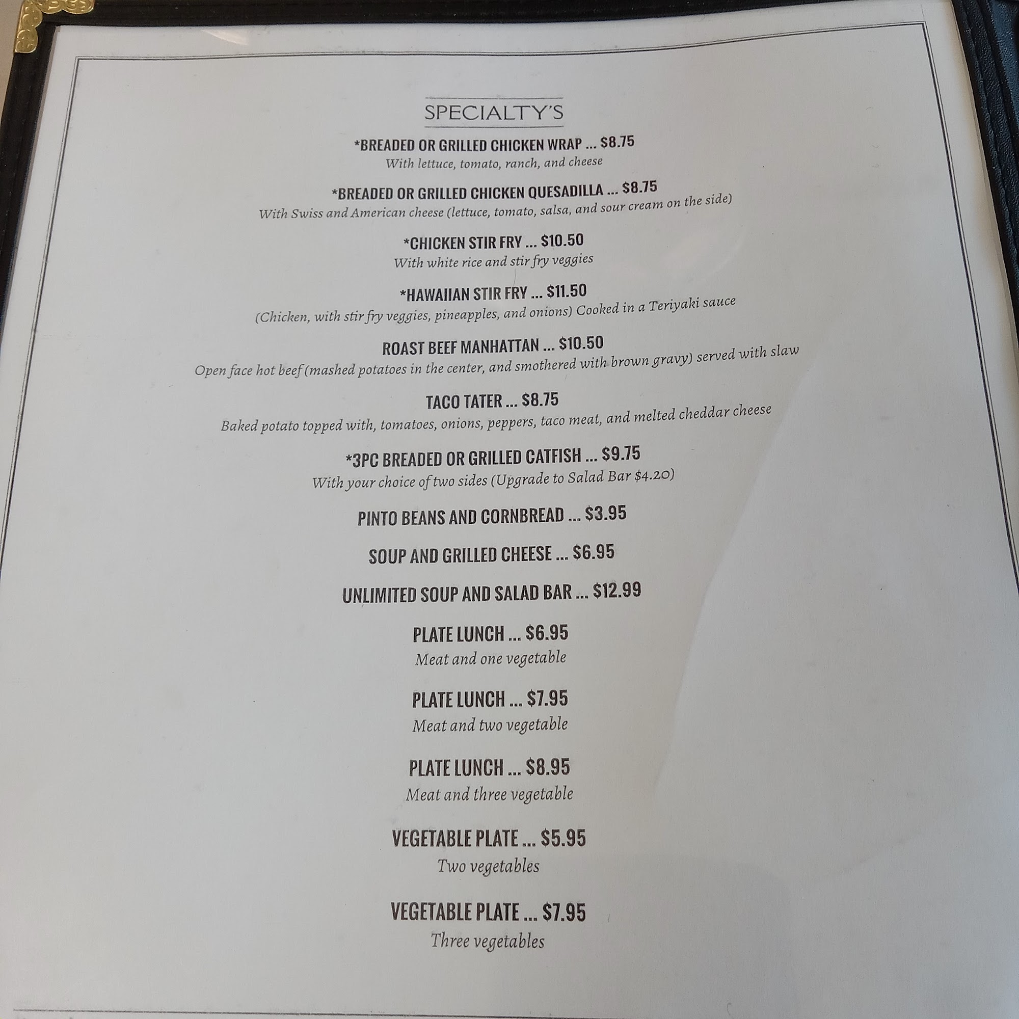 Angie's Family Restaurant Menu