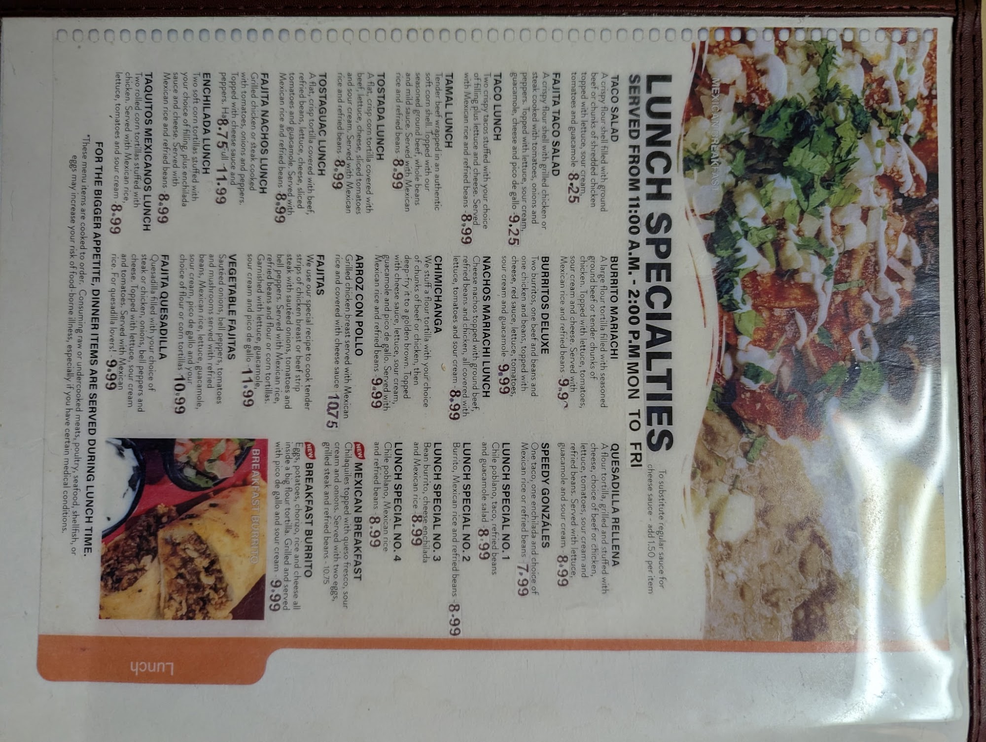 Mariachi mexican restaurant Menu