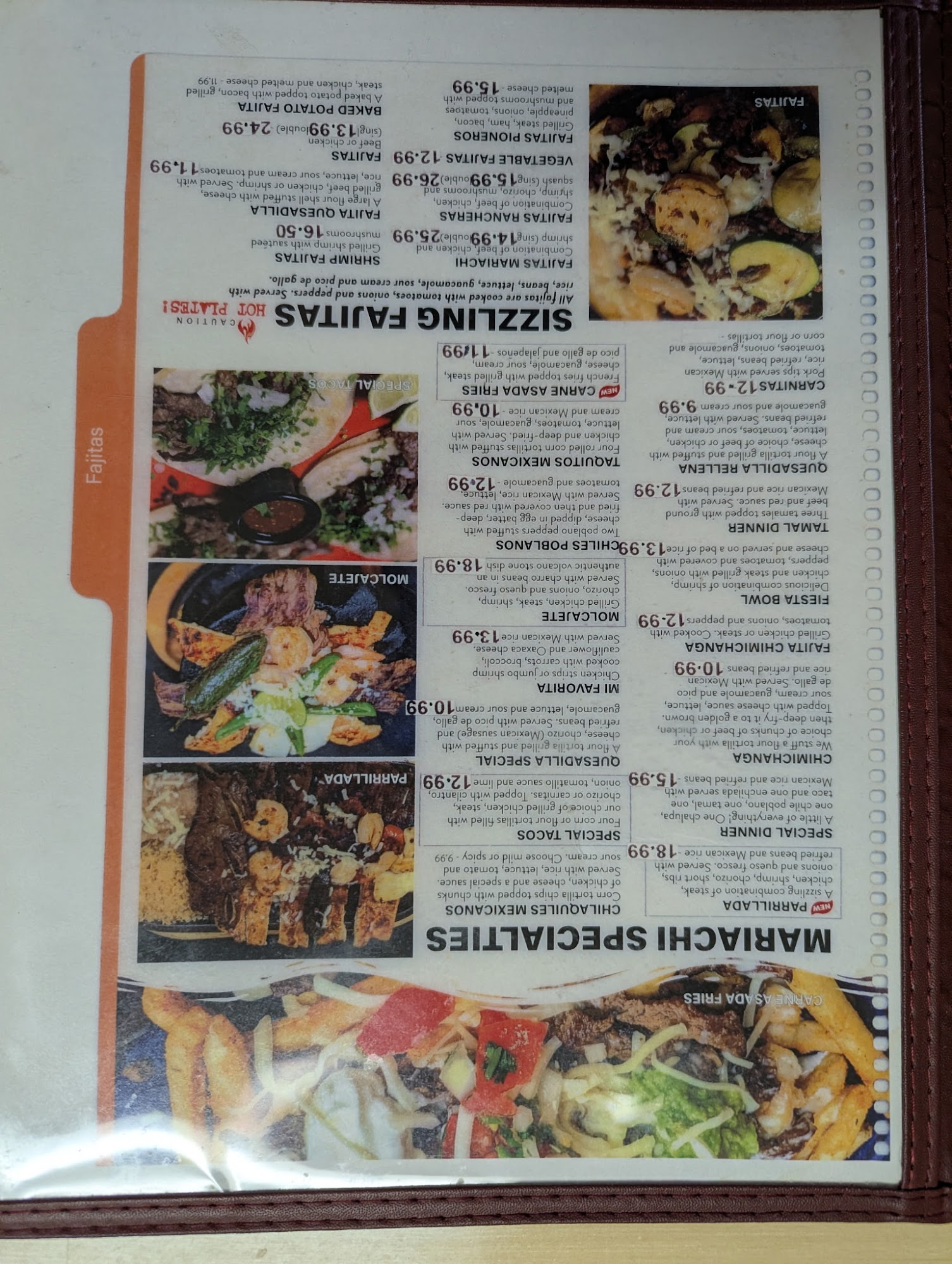 Mariachi mexican restaurant Menu