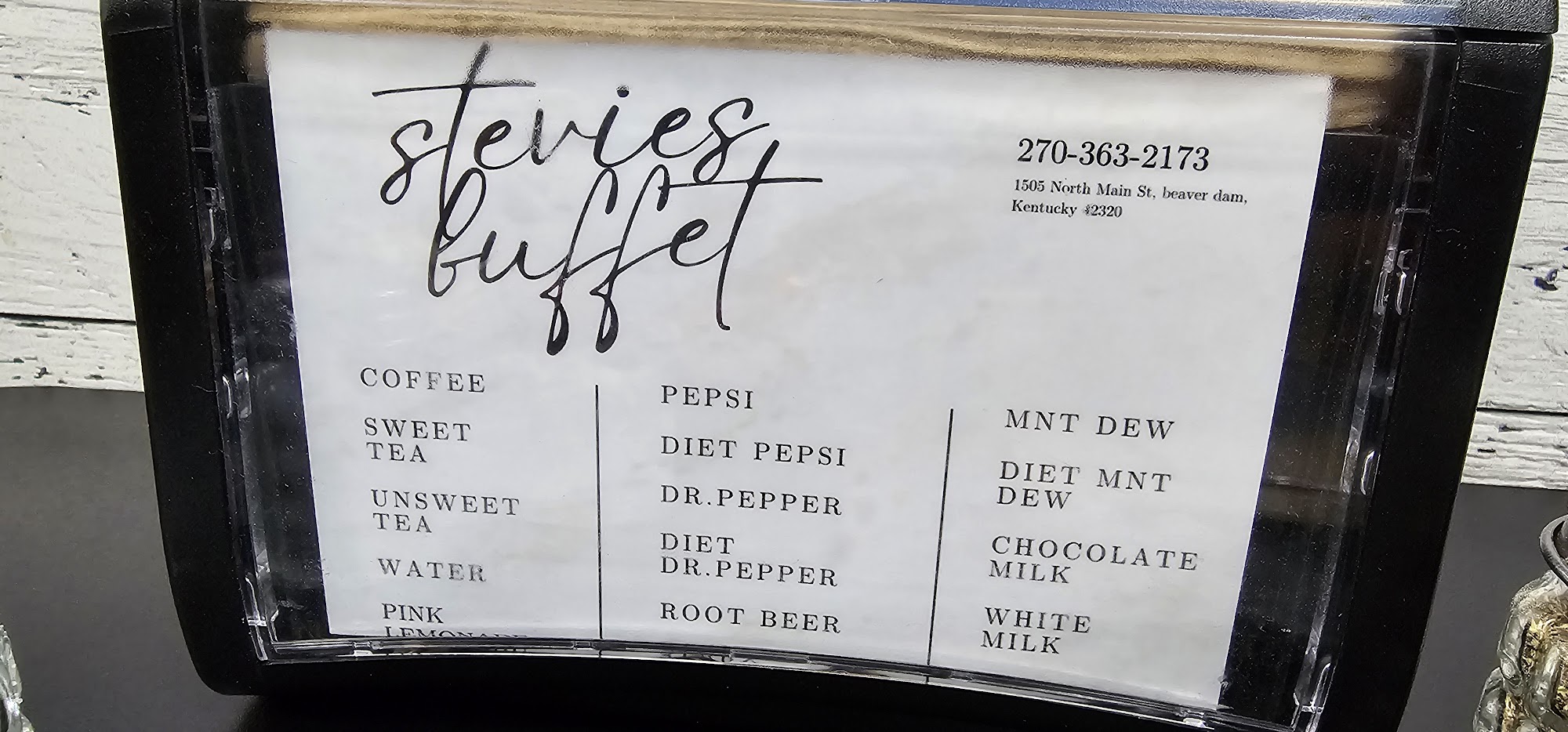 Stevie's Buffet Menu