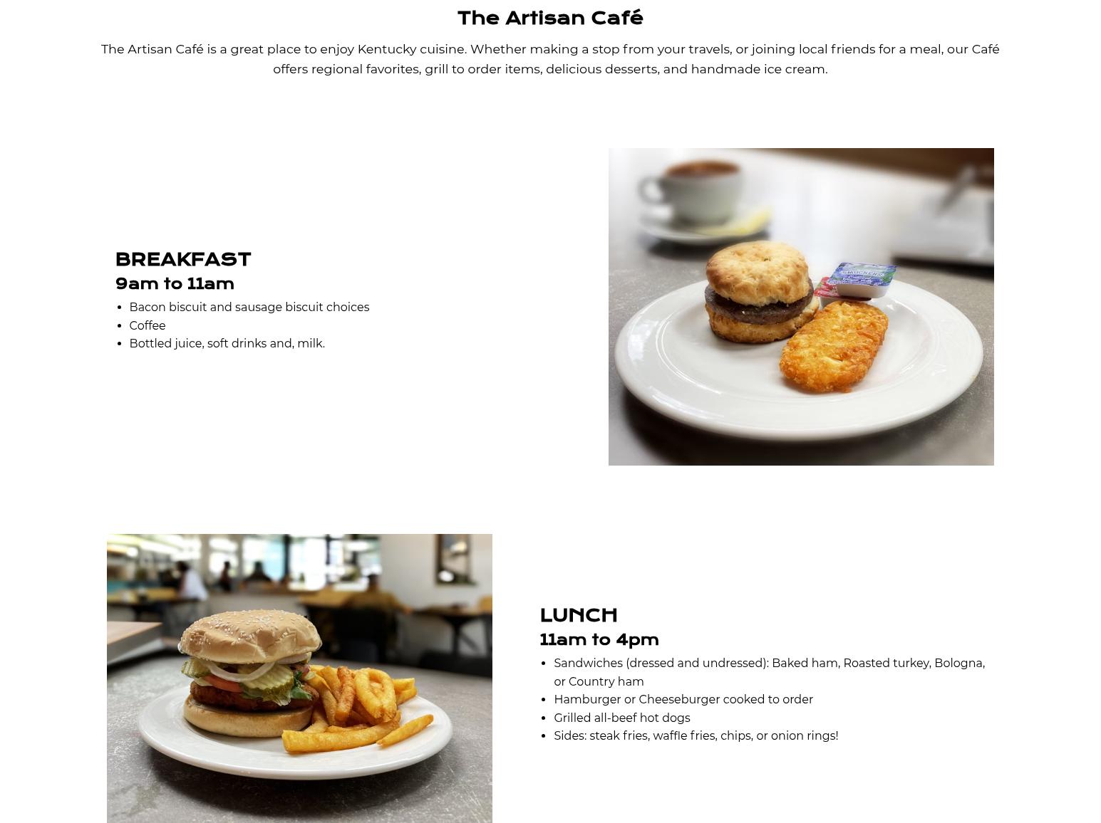 Kentucky Artisan Center Menu
