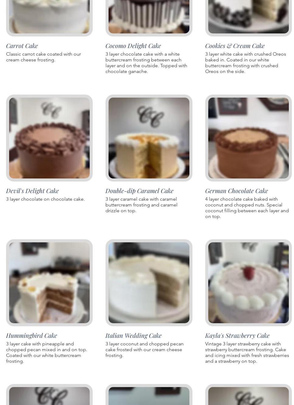 Cocomo Confections Menu