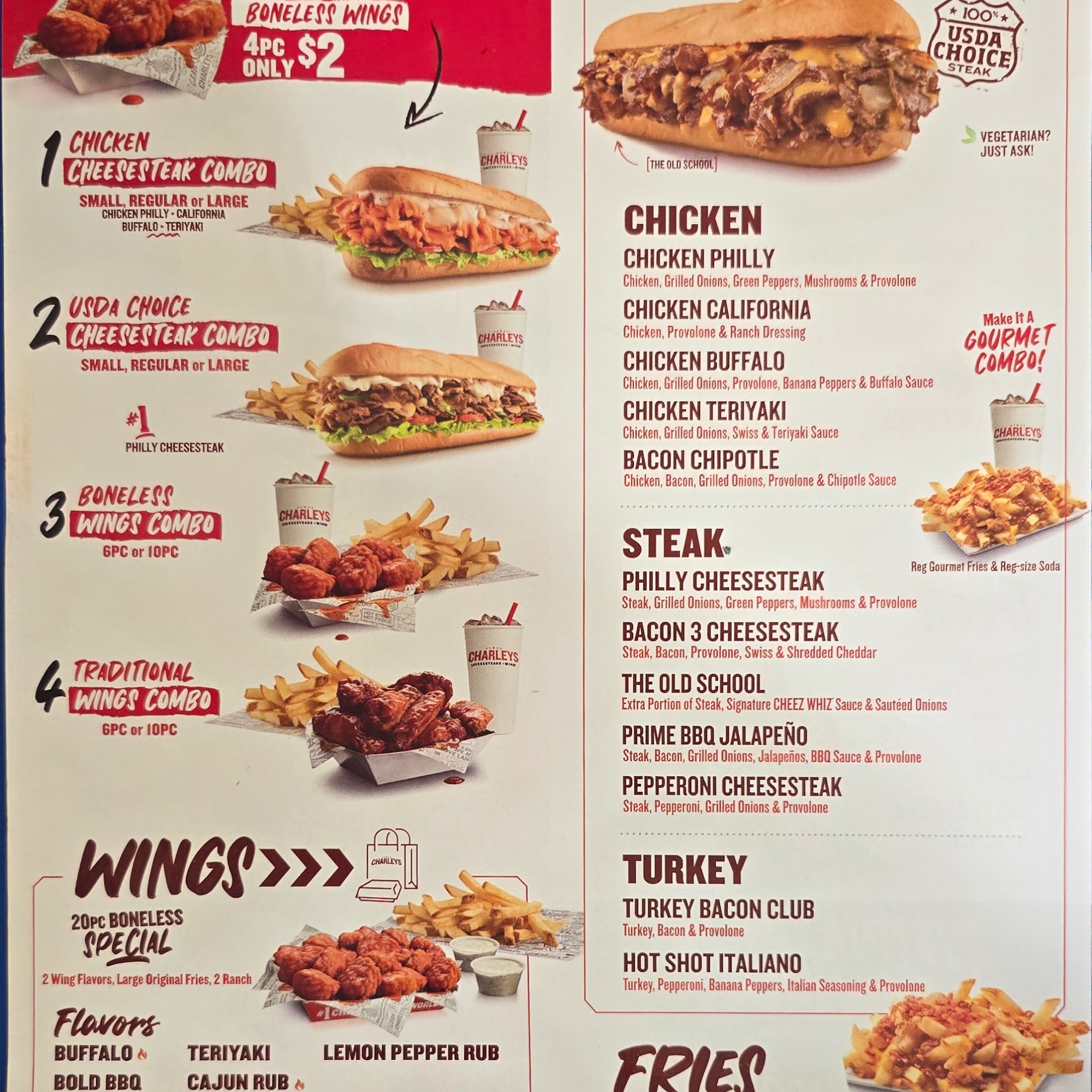 Charleys Menu